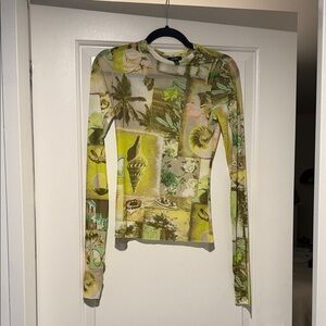 AFRM Green Collage Print Long-Sleeve Tee